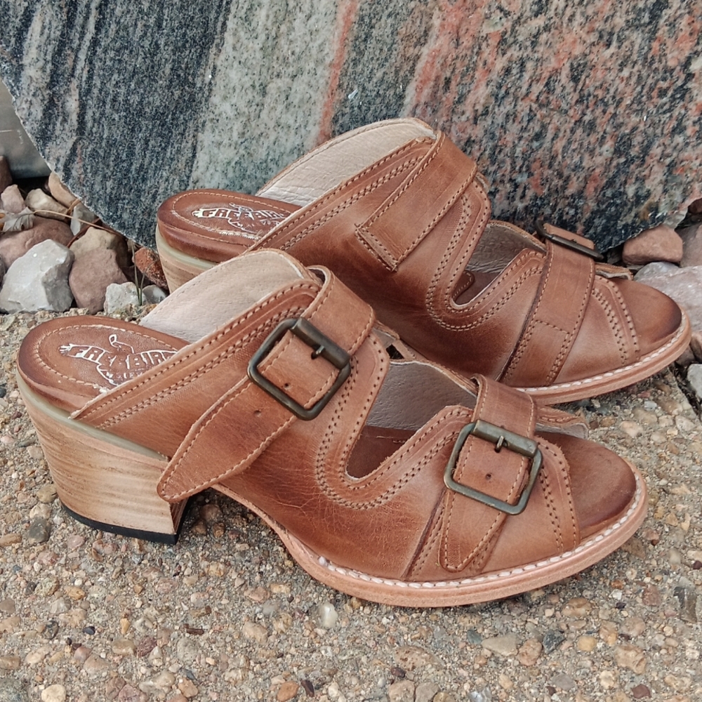 Freebird by Steven Brown Leather Slip-On Heeled Sandals